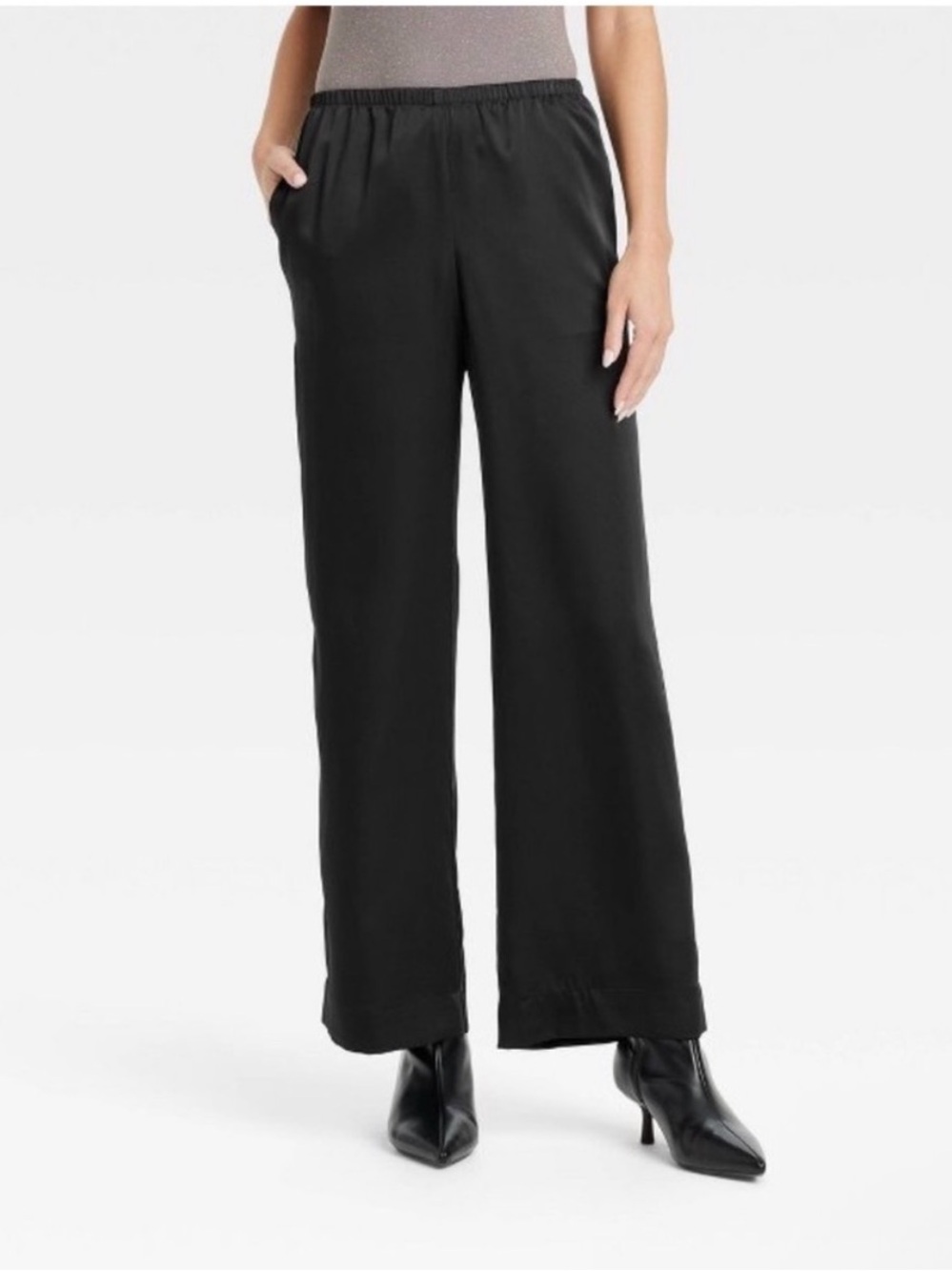 A New Day Women's Mid-Rise Satin Pull-On Pants